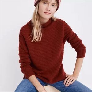 Madewell Burgundy Belmont Mockneck Ribbed Sweater in Coziest Yarn size S